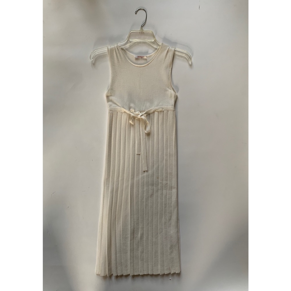 White pleated empire bodice dress